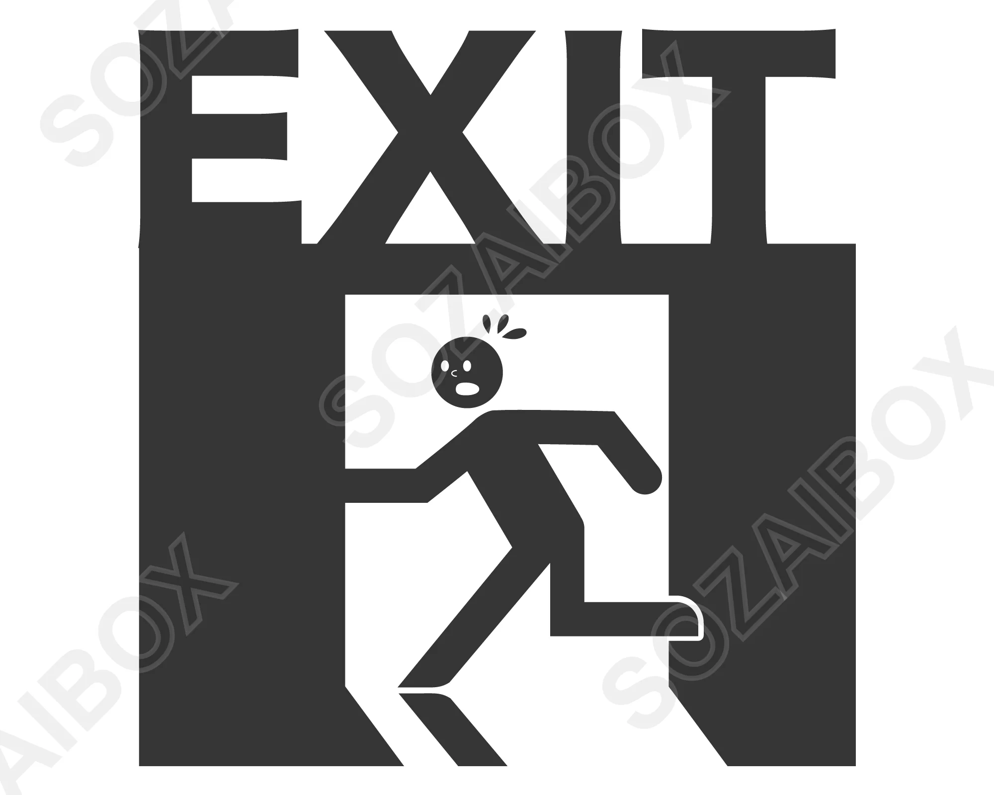 EXIT表記の出口アイコン非常口 黒