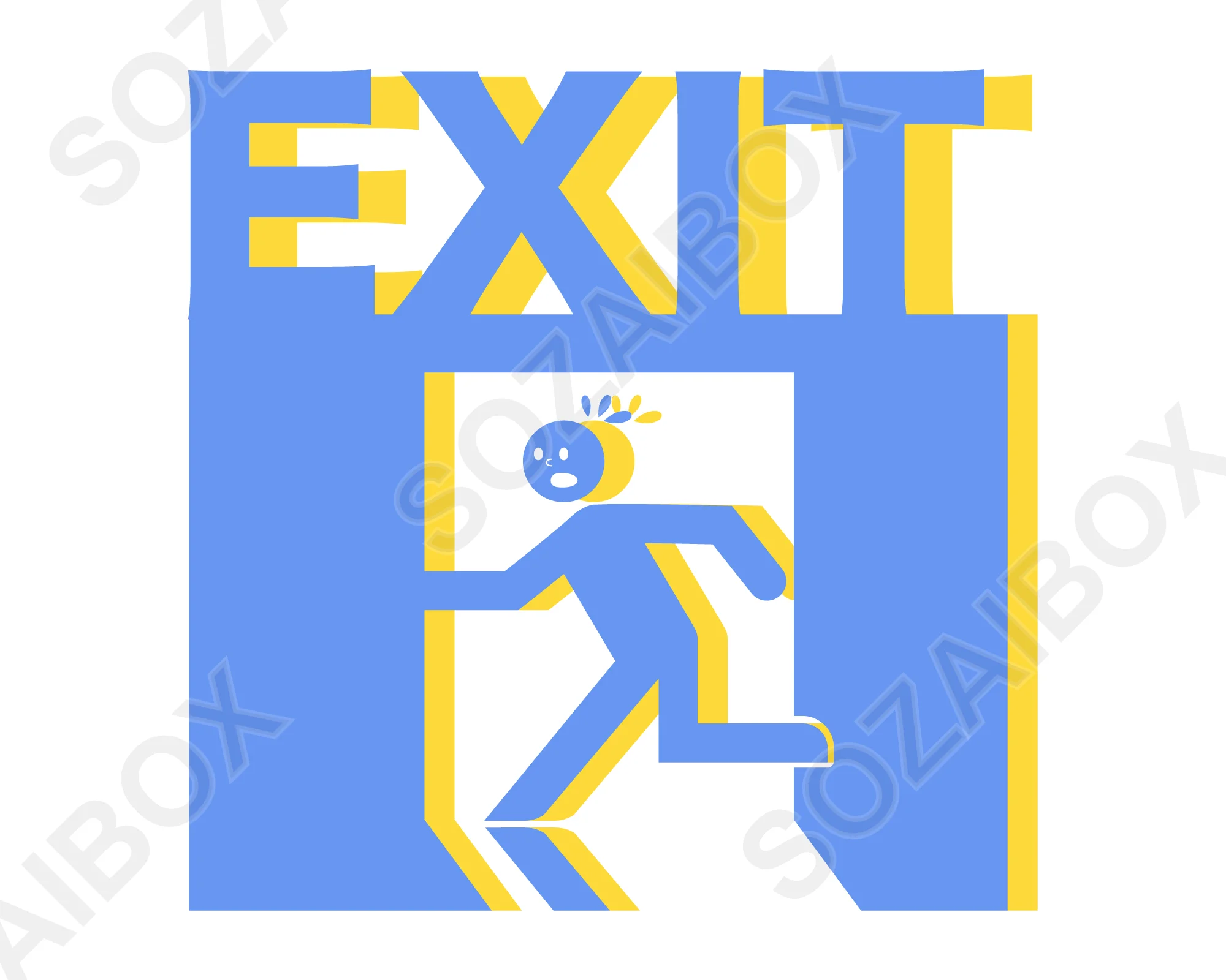 青と黄のEXIT出口アイコン