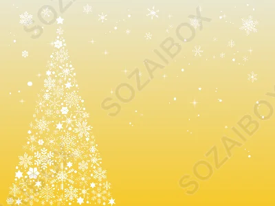  雪の結晶クリスマスツリー背景素材｜イエローグラデーション
