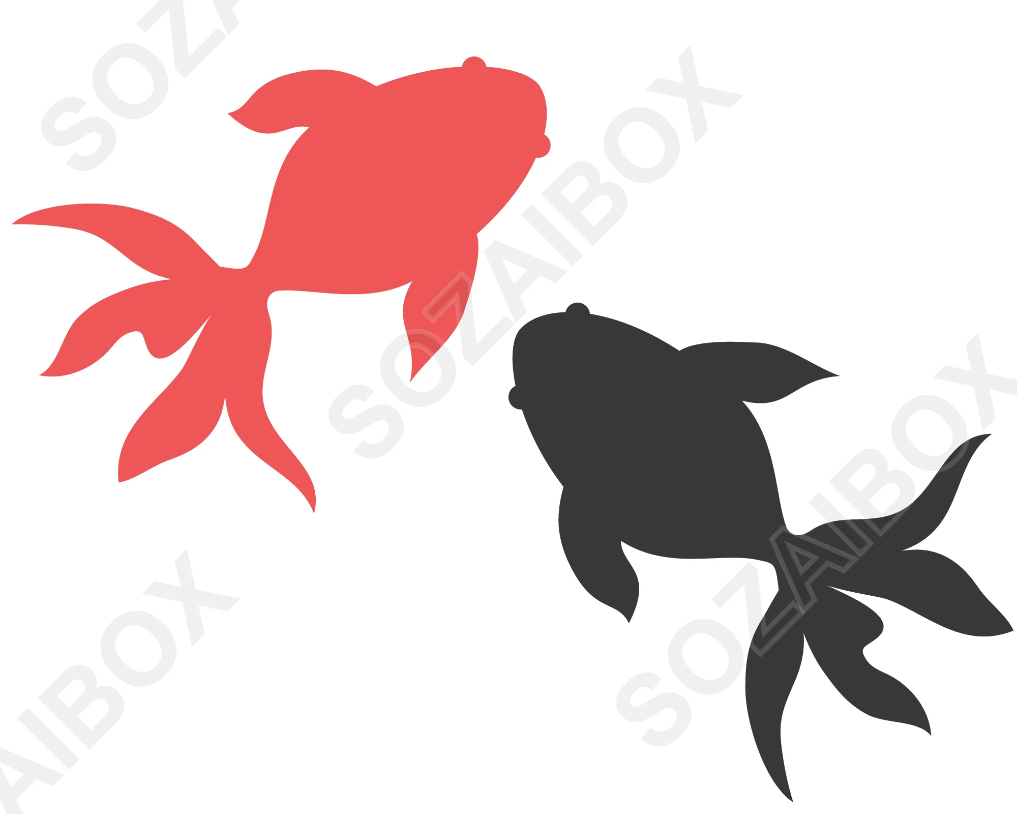 シンプルな金魚のイラスト素材 赤・黒
