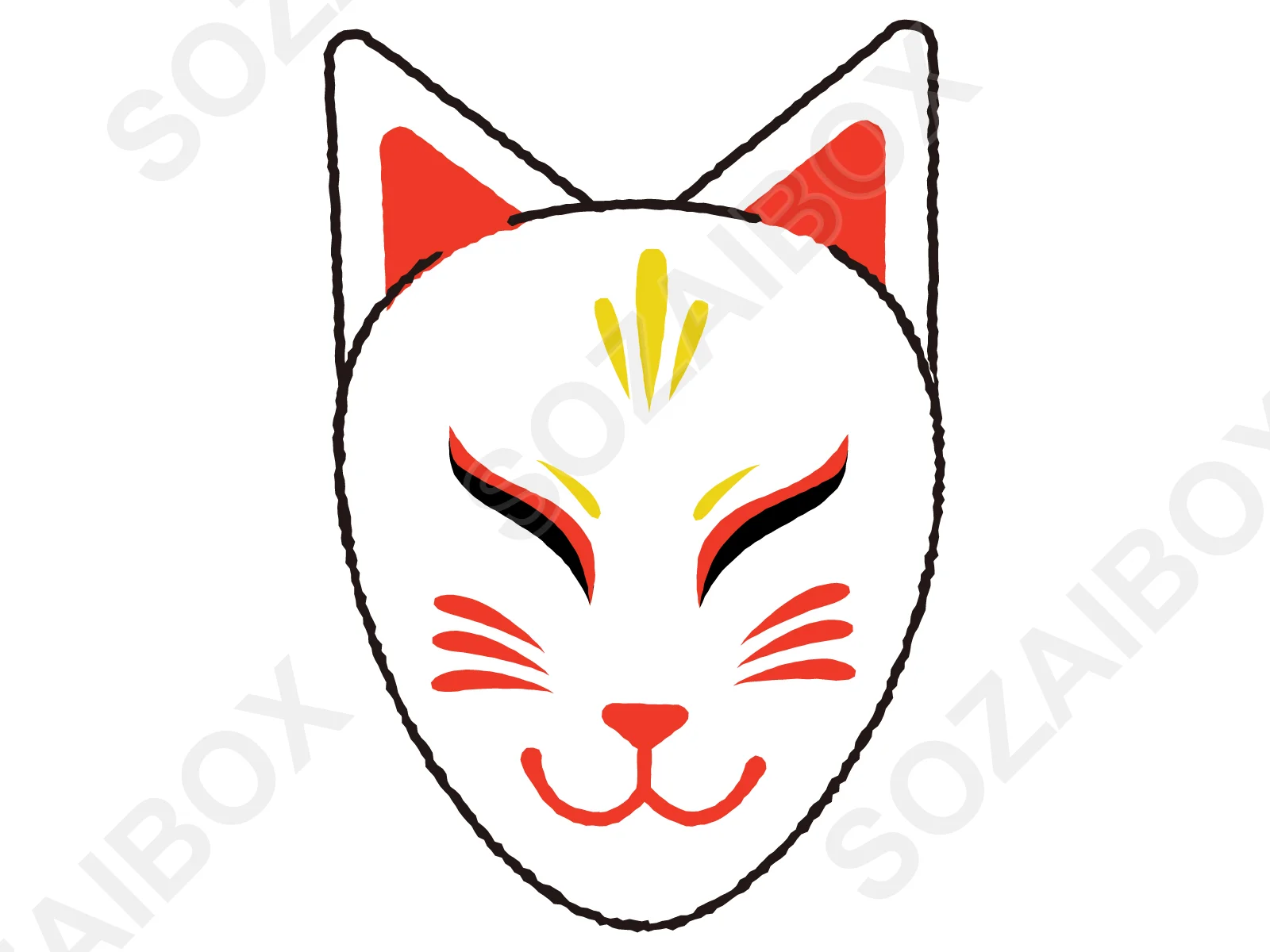 狐お面イラスト素材・きつね面/お祭り・縁日