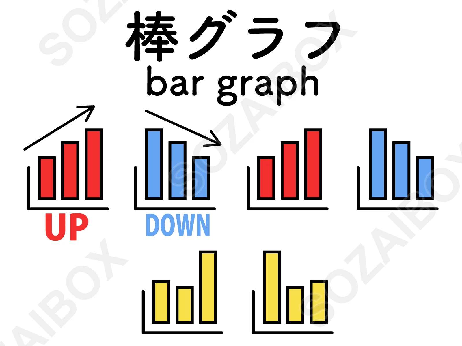 棒グラフアイコン(カラー・UP・DOWN)