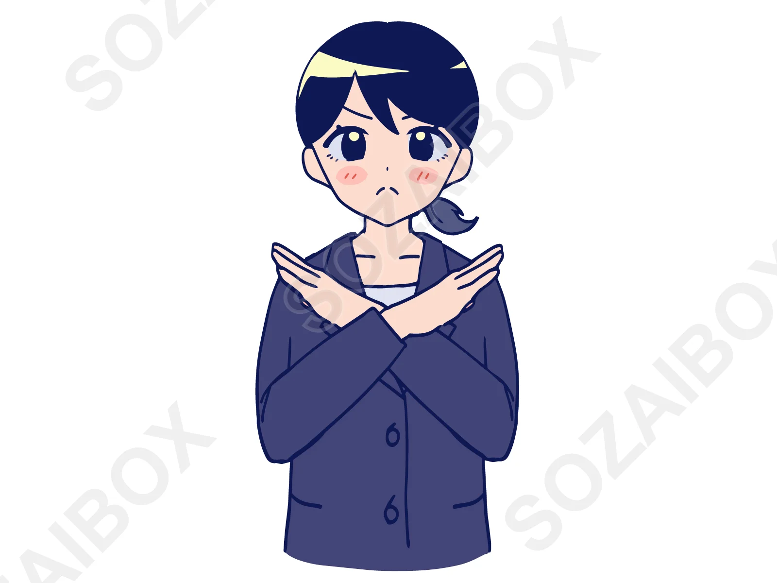 スーツ女性イラスト素材|バツポーズ・拒否・NG