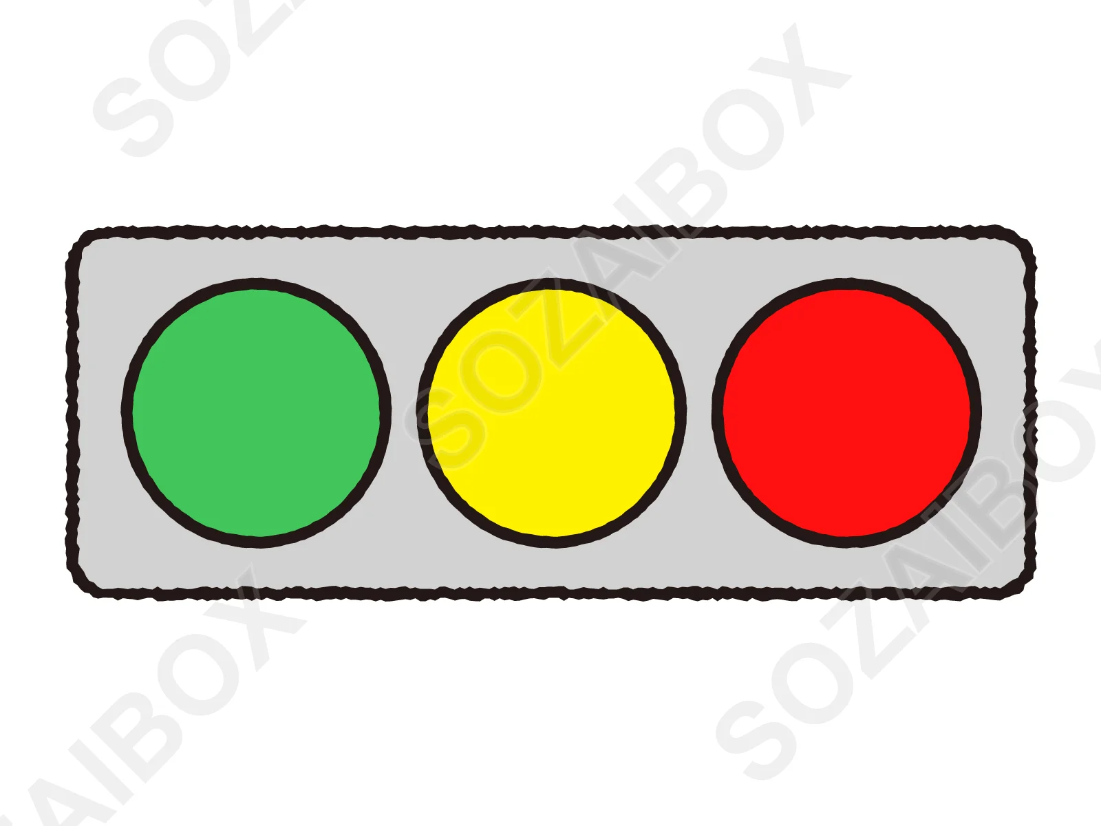 横型信号機(角丸四角)のカラーイラスト