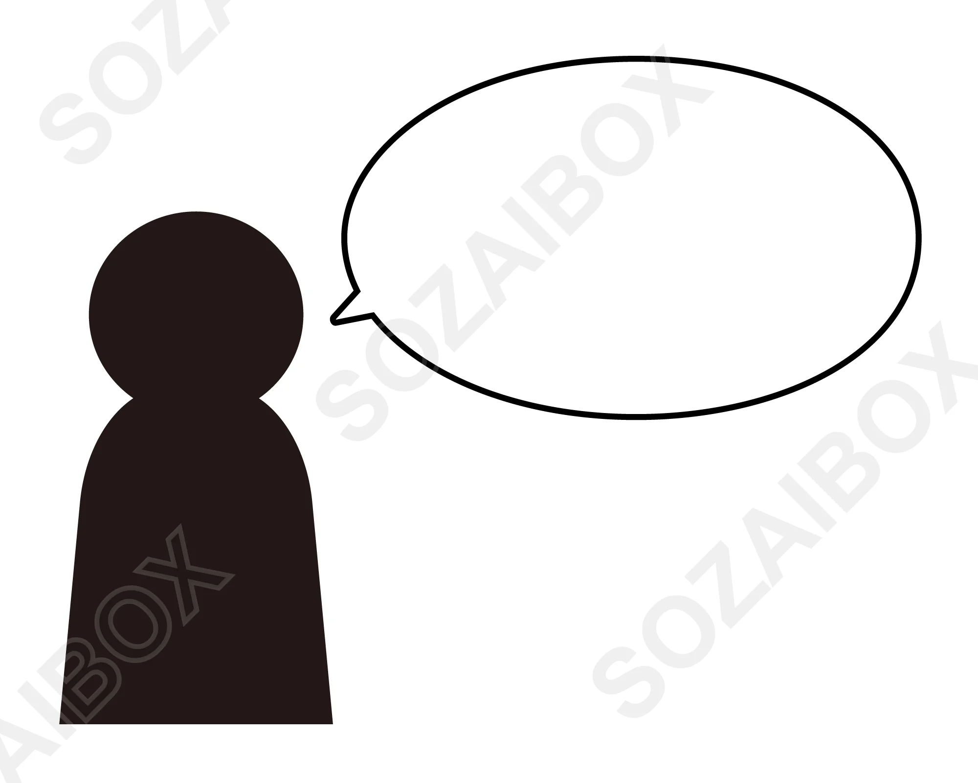 人物ピクトグラムと吹き出しイラスト(白)