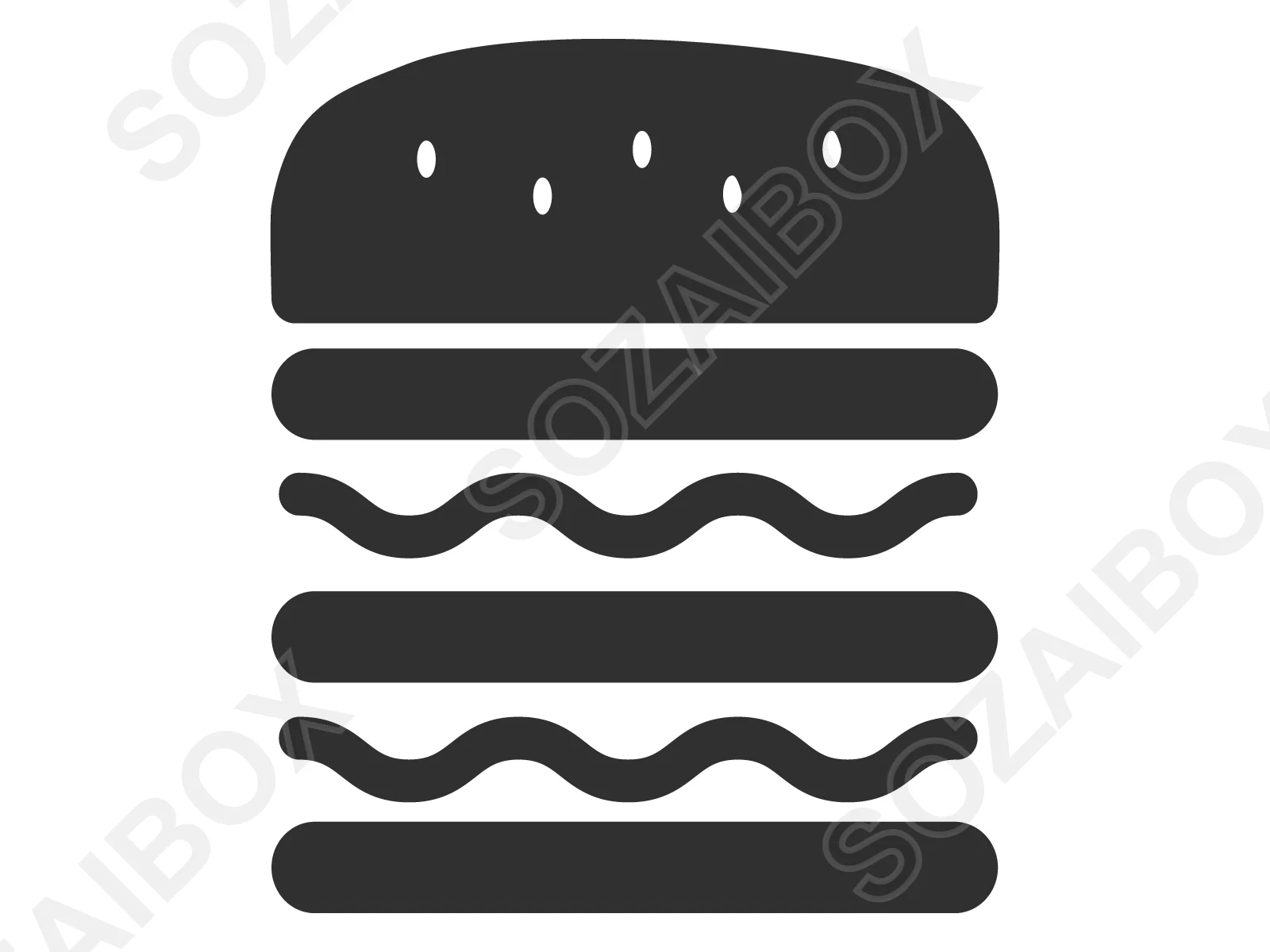 ハンバーガーのシンプルアイコン素材 モノクロ