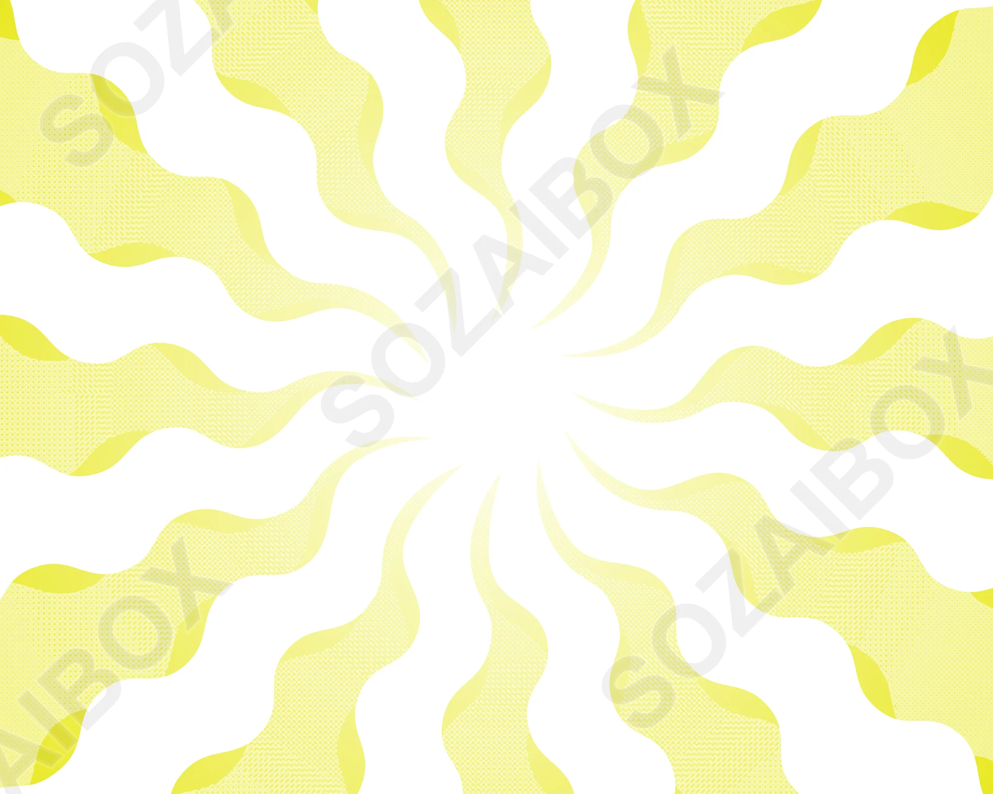 ウェーブ集中線背景イラスト(黄・ハーフトーン)