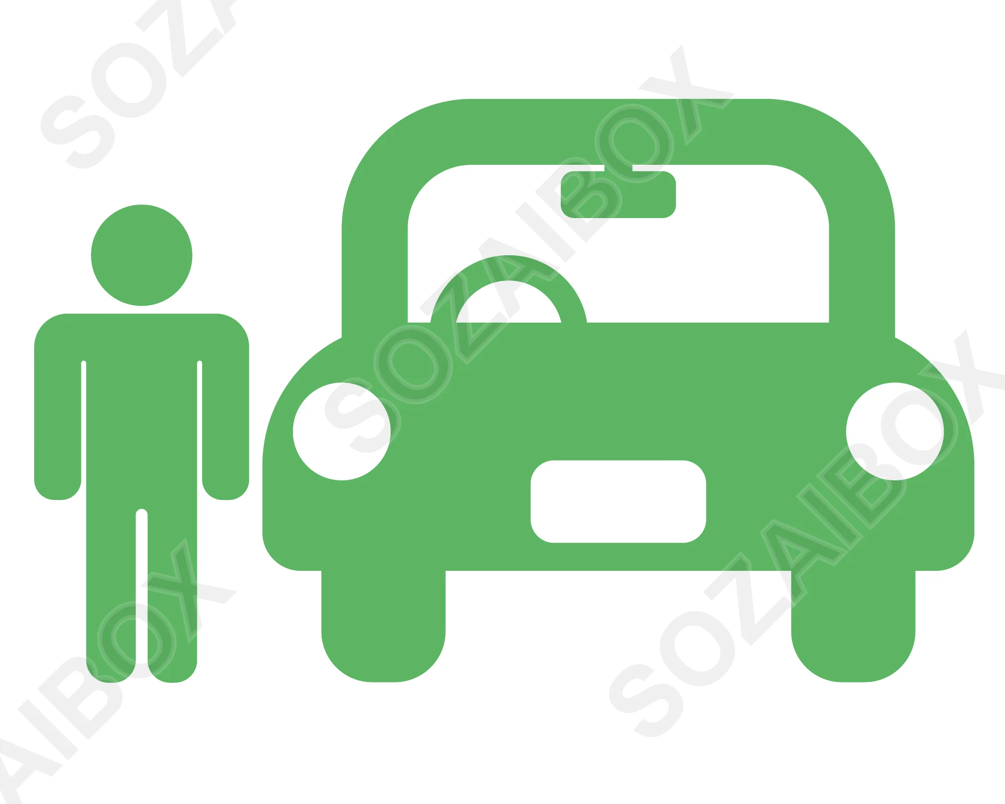 人物と車のアイコン素材