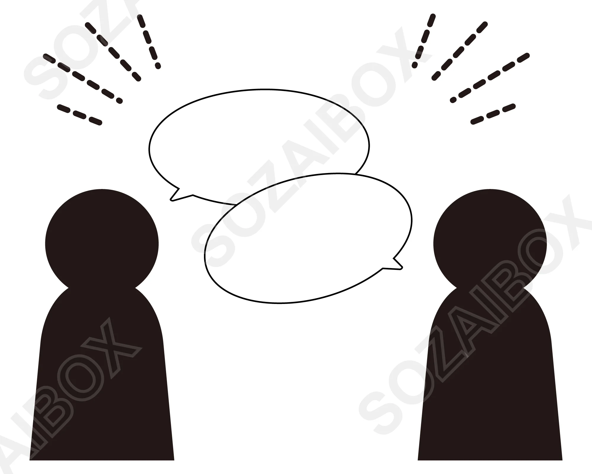 2人の人物ピクトグラムと会話吹き出し(白・2つ