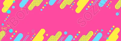  ポップなメンフィス柄バナー背景素材｜ピンク×イエロー×ブルー