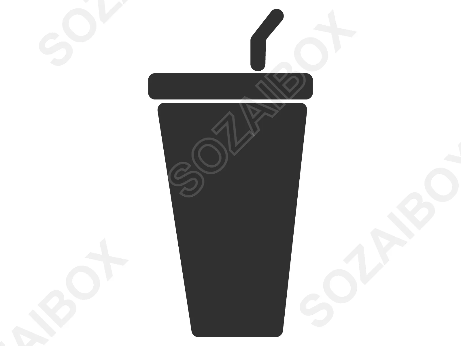 ドリンクカップのアイコン・ストロー付き モノクロ