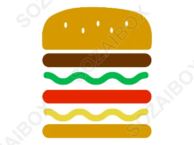 ハンバーガーのシンプルアイコン素材　カラー