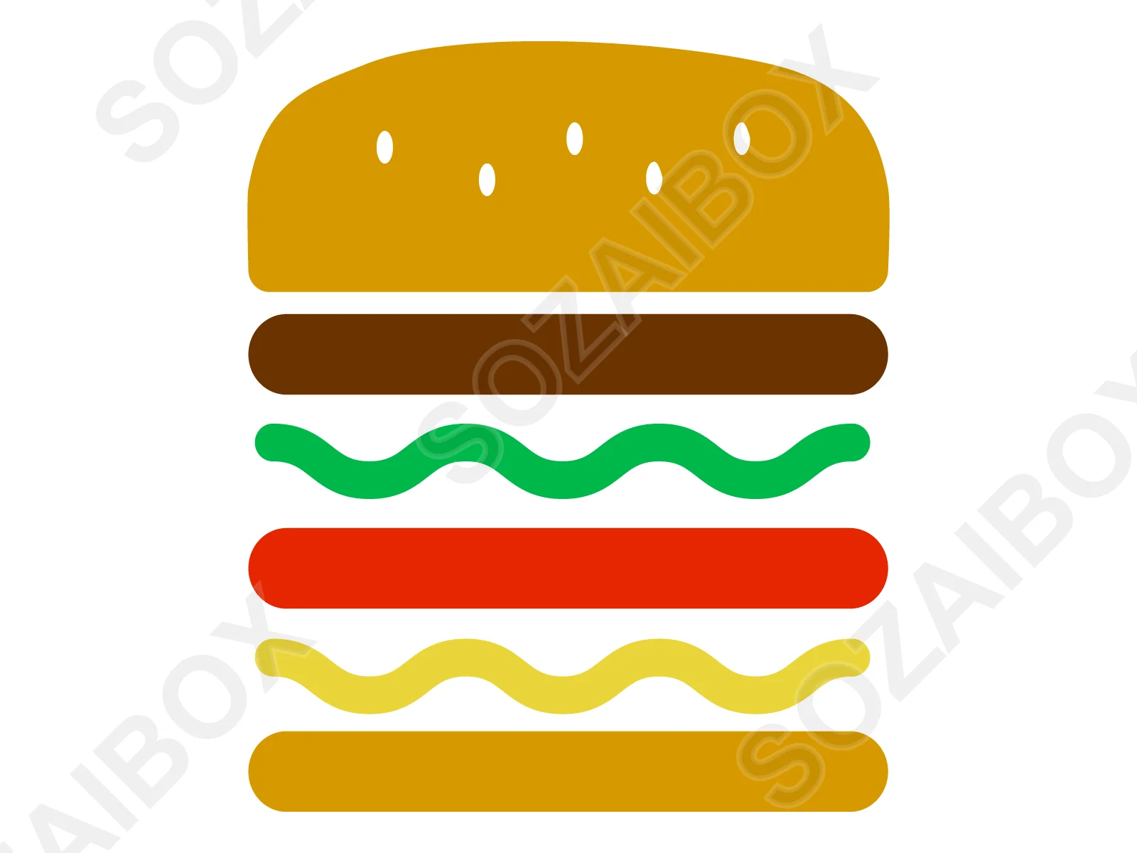 ハンバーガーのシンプルアイコン素材 カラー