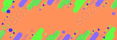 ポップなメンフィス柄バナー背景素材｜オレンジ×グリーン×パープル