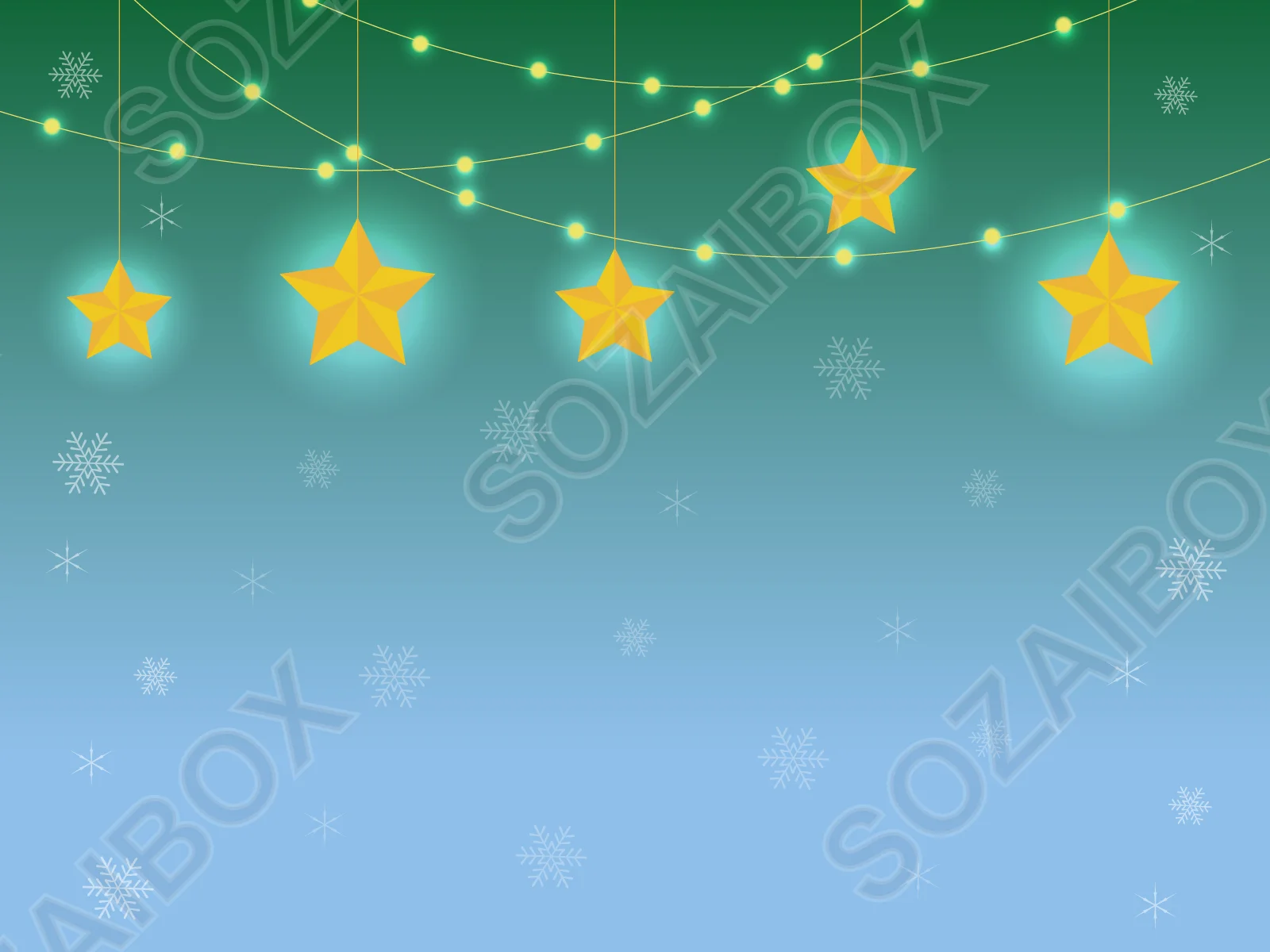クリスマス背景素材 緑・星・イルミネーション