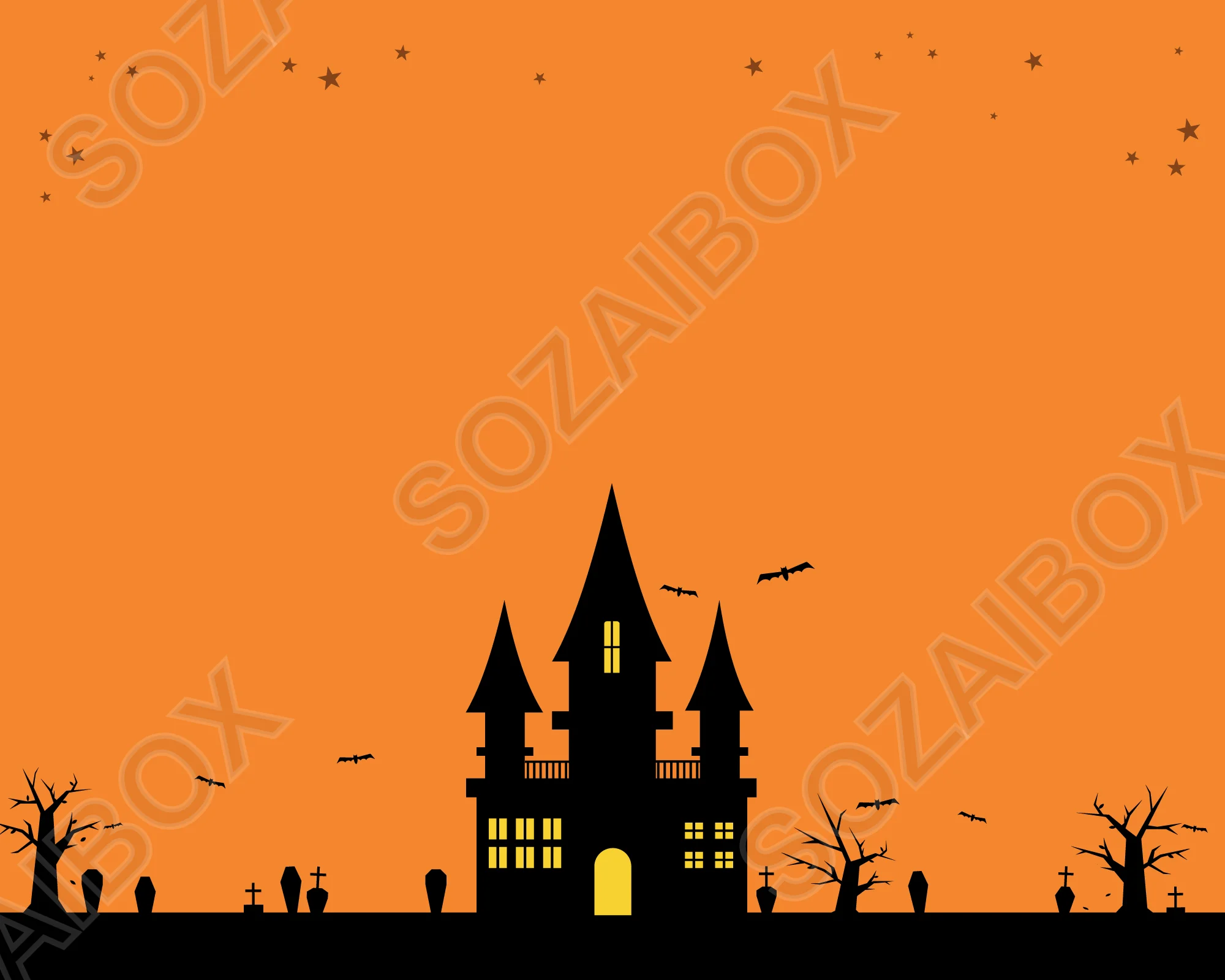 ハロウィンお化け屋敷の縦長背景(星)
