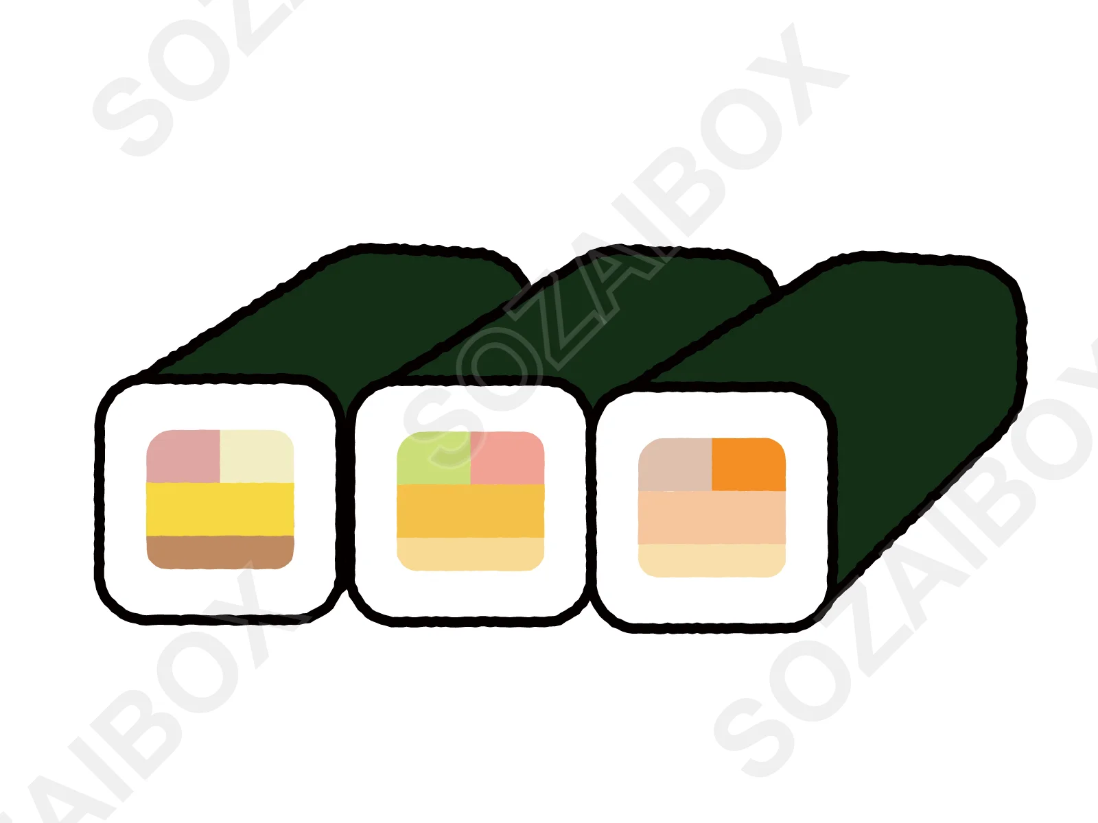 巻き寿司のイラスト素材 3種セット