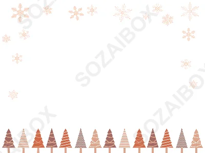 クリスマスツリーと雪の結晶のフレーム背景素材　3
