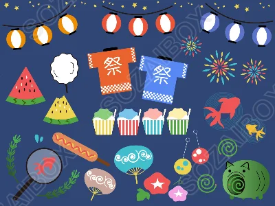 夏のチラシや広告に使える素材のセット
