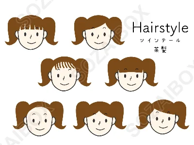 かわいい女の子ヘアスタイルセット　ツインテール　茶髪