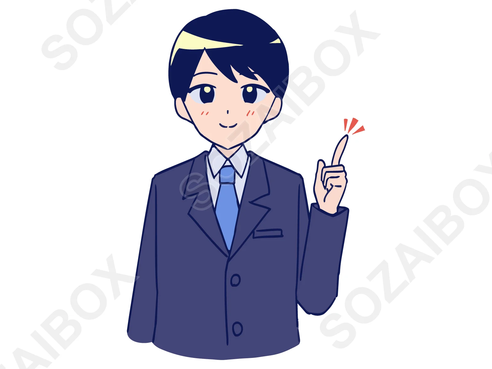 スーツ男性イラスト素材|指差し・ポイント