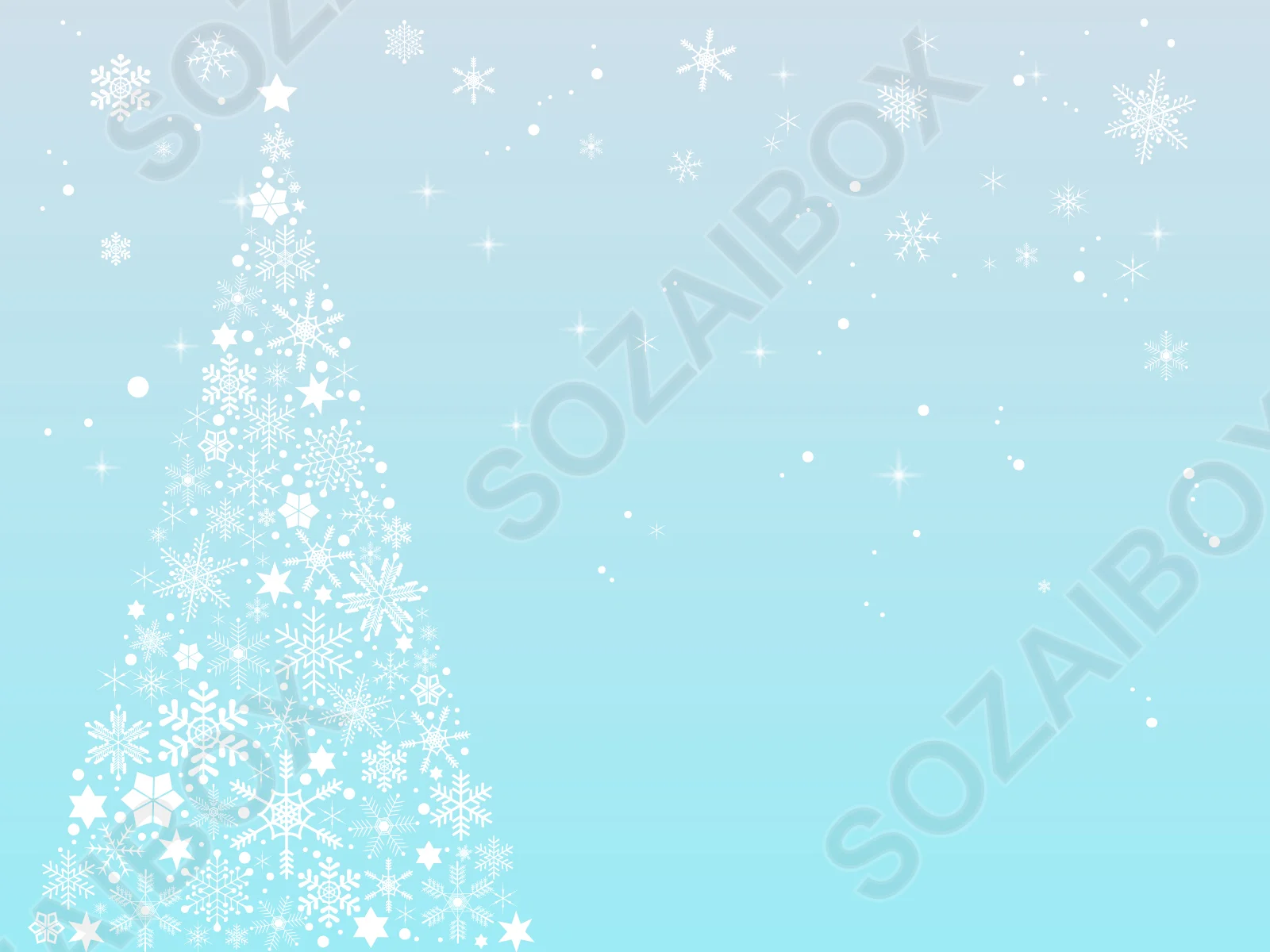 雪の結晶クリスマスツリー背景素材|水色グラデーション