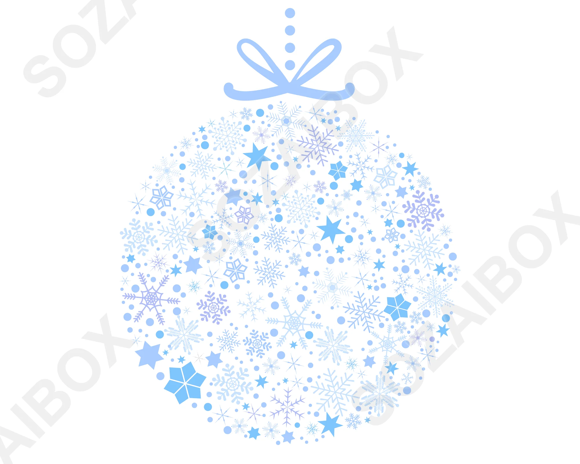 クリスマスオーナメントイラスト素材 雪の結晶ボール ブルー(文字なし)