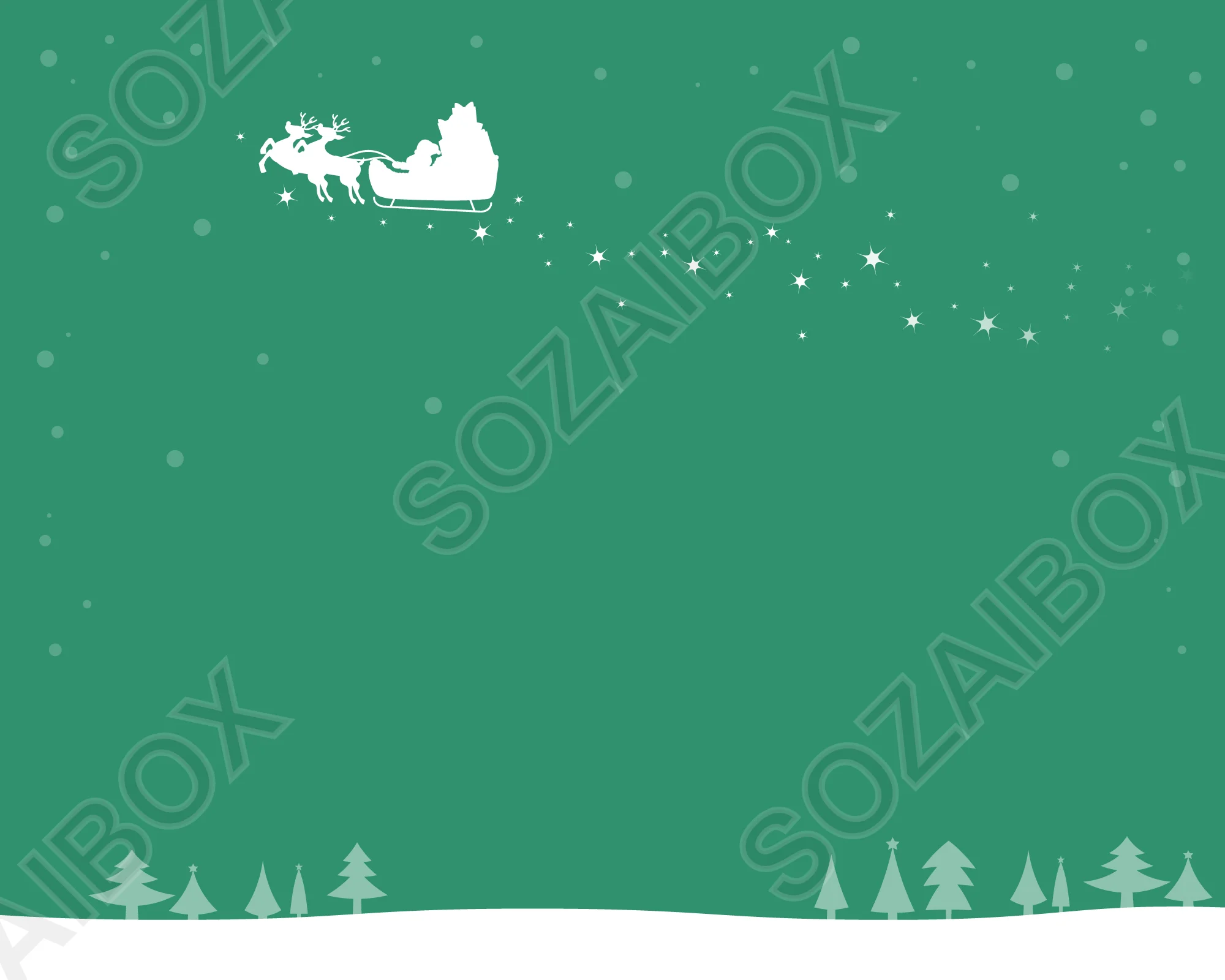 クリスマス背景素材|空飛ぶサンタ 緑