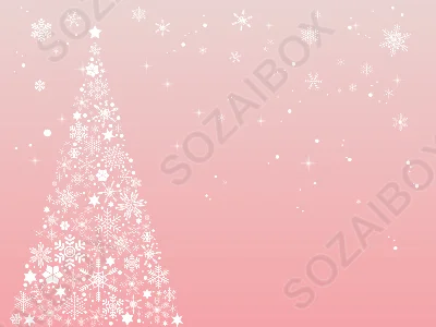 雪の結晶クリスマスツリー背景素材｜ピンクグラデーション