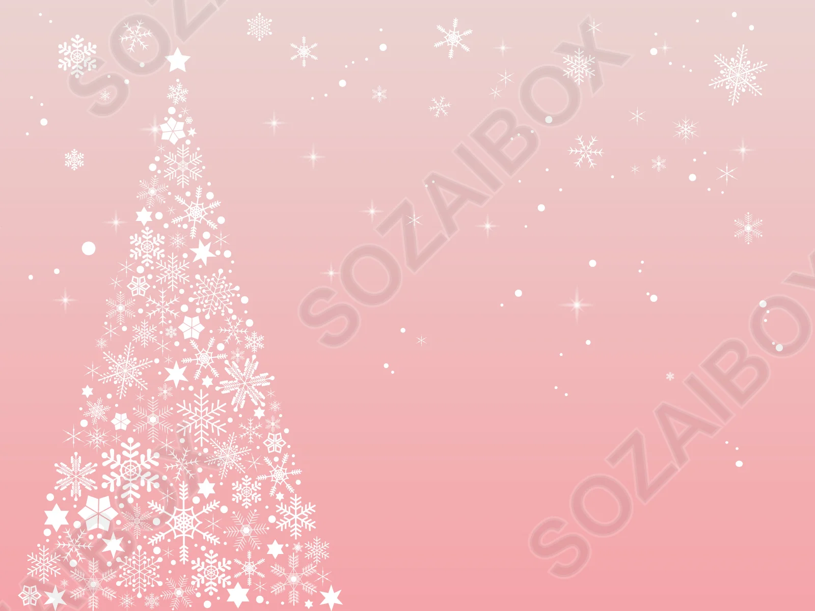 雪の結晶クリスマスツリー背景素材|ピンクグラデーション