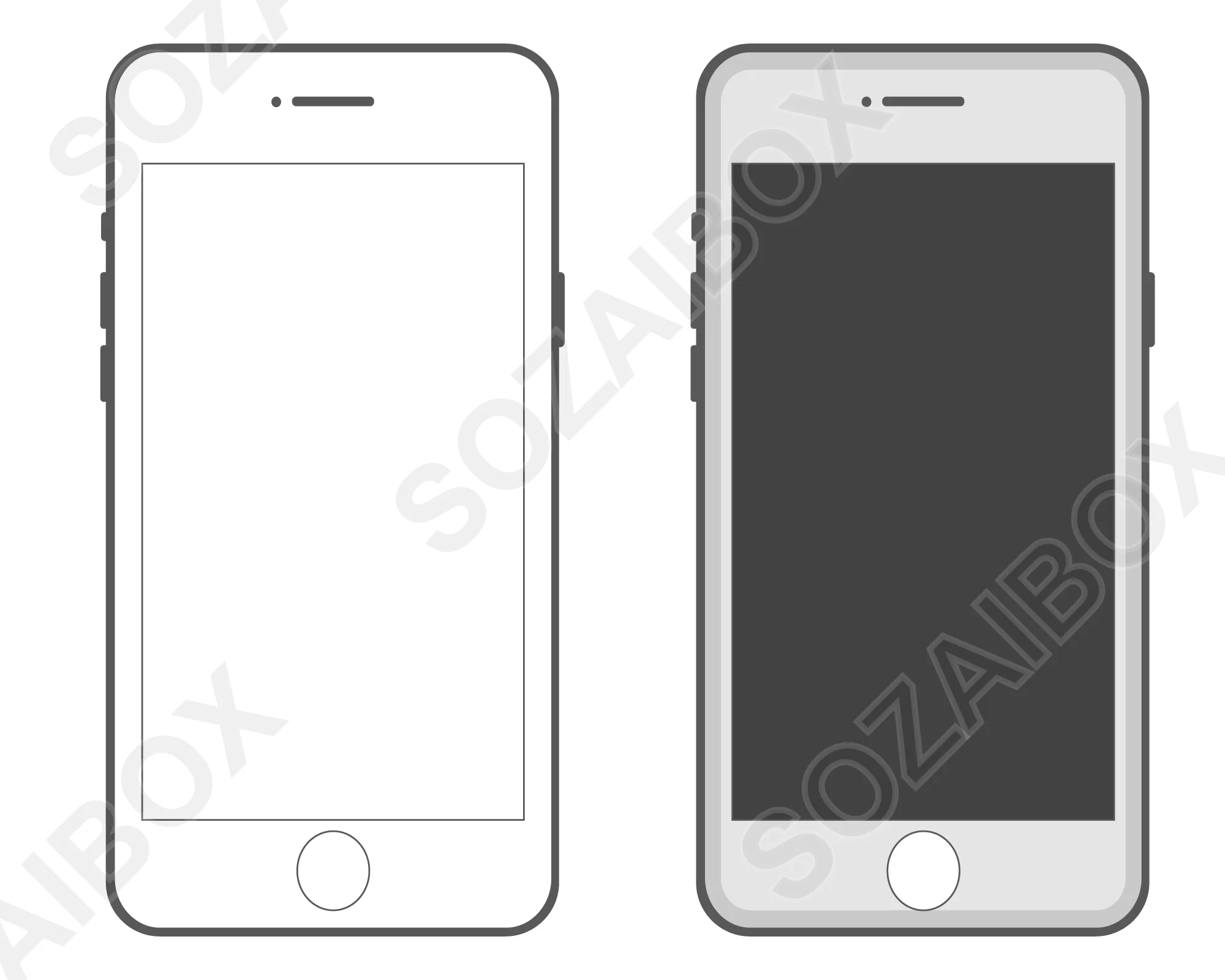 スマートフォン正面ホームボタン付きイラスト素材