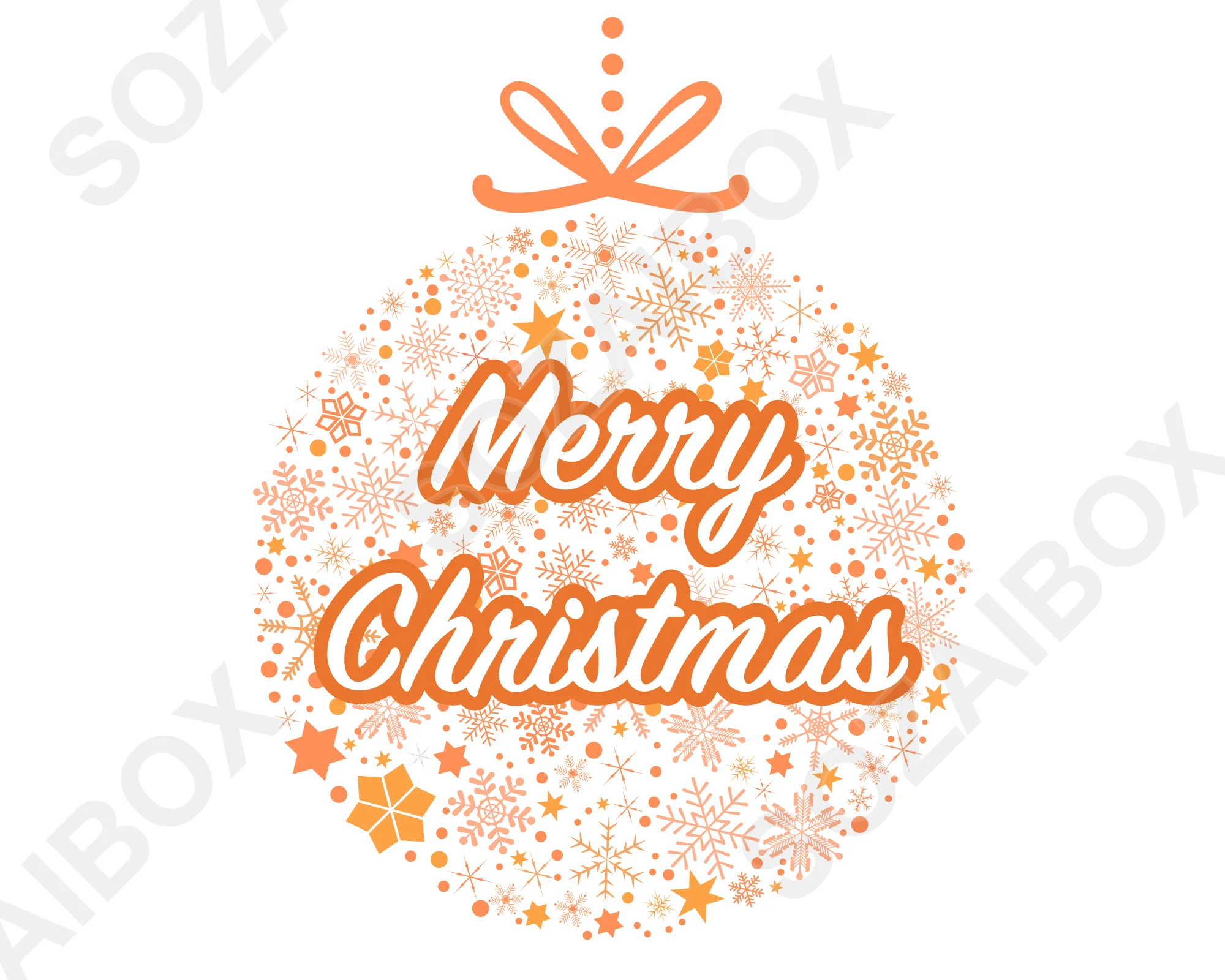 クリスマスオーナメントイラスト素材 ・文字入り・オレンジ
