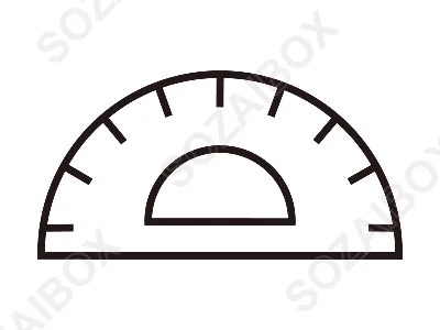 シンプルで使いやすい分度器のイラスト素材　線画