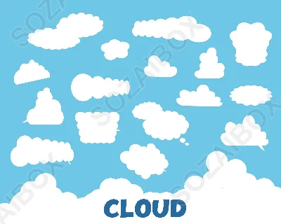 シンプルな雲のフレームセット