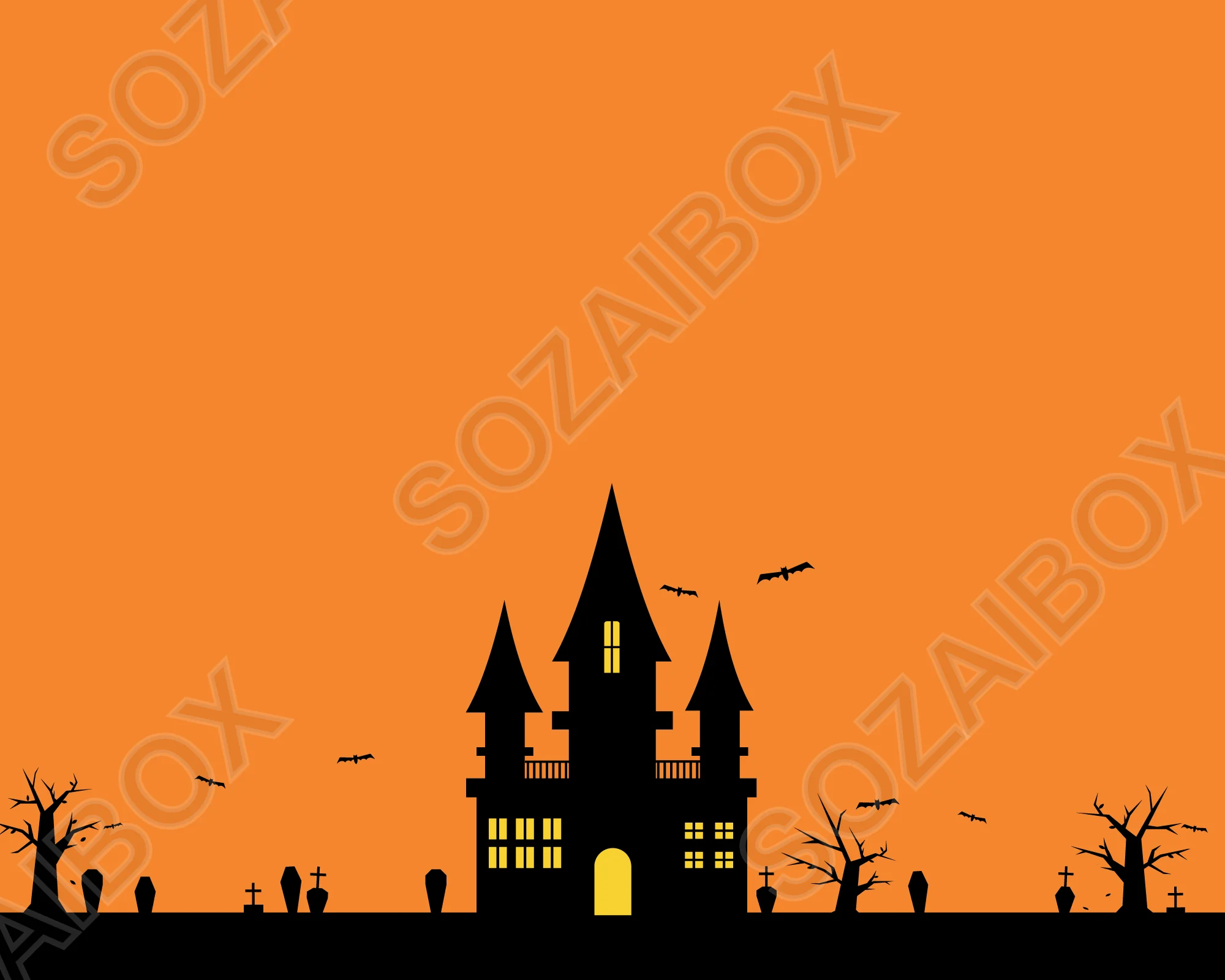 ハロウィンお化け屋敷の縦長背景(シンプル)