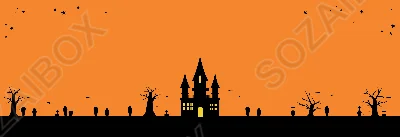 ハロウィン夜景シルエット横長背景バナー