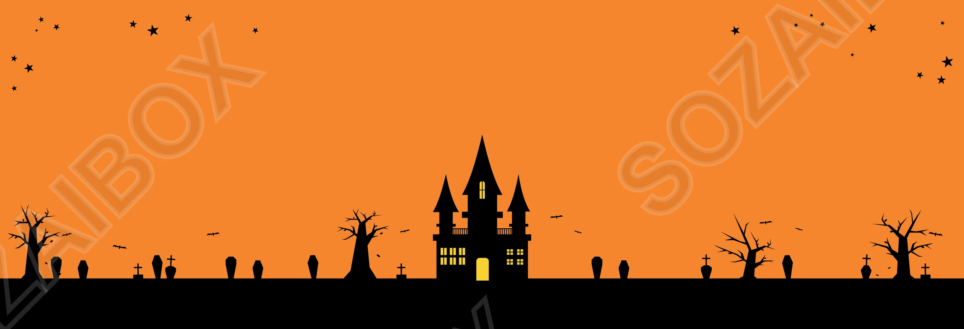 ハロウィン夜景シルエット横長背景バナー